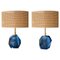 Mid-Century Modern Italian Blue MuranoTable Lamps, 1950, Set of 2 1