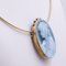 Vintage Yellow Gold Necklace with Cameo on Blue Agate, 1980s 4