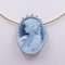 Vintage Yellow Gold Necklace with Cameo on Blue Agate, 1980s, Image 3