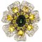 Anello a forma di fiore in oro bianco con diamanti e zaffiri, Immagine 1
