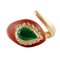 Rose Gold Snake Shaped Ring with Diamonds Emerald Red Coral, Image 1