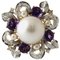 White Gold Ring with Diamonds Amethyst Pearl, Image 1