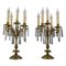 Französische Louis XVI Stil Kandelaber Tischlampen aus Bronze & Kristallglas, 2er Set 1