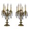 French Louis XVI Style Bronze and Crystal Candelabra Table Lamps, Set of 2 1