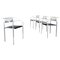 Mid-Century Italian White Iron Carrè VI Chairs with Black Leather by Fly Line, 1990, Set of 4 1