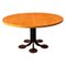 Modern Italian Round Table in Oak and Black Metal by Tobia Scarpa for Unifor, 1980s 1