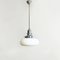 Italian Romantic White Glass & Chromed Metal Tablet-Shaped Pendant Lamp, 1920s, Image 3