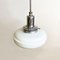 Italian Romantic White Glass & Chromed Metal Tablet-Shaped Pendant Lamp, 1920s 5