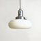 Italian Romantic White Glass & Chromed Metal Tablet-Shaped Pendant Lamp, 1920s 4