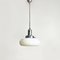 Italian Romantic White Glass & Chromed Metal Tablet-Shaped Pendant Lamp, 1920s, Image 2