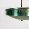 Lampada a sospensione Mid-Century in metallo verde, vetro e ottone, Italia, anni '50, Immagine 11