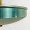 Lampada a sospensione Mid-Century in metallo verde, vetro e ottone, Italia, anni '50, Immagine 12