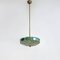 Lámpara colgante italiana Mid-Century moderna de metal verde, vidrio y latón, años 50, Imagen 5