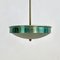 Lampada a sospensione Mid-Century in metallo verde, vetro e ottone, Italia, anni '50, Immagine 8