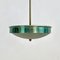 Lampe à Suspension Mid-Century en Métal Vert, Verre et Laiton, Italie, 1950s 8