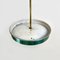 Mid-Century Italian Modern Green Metal, Glass & Brass Pendant, 1950s 10