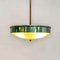 Mid-Century Italian Modern Green Metal, Glass & Brass Pendant, 1950s, Image 3