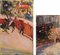 Impressionist Sketches of a Bullfight, 20th-Century, Oil on Board, Set of 2 1