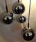 4 Flamed Cascade Lamp of Chromed Metal Balls on Black Plastic Mounting, 1970s 3