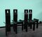 Italian High Back Lacquered Black Dining Chairs, 1970s, Set of 4 4