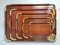 Art Deco Mahogany Wooden Trays With Brass Handles, 1920s, Set of 5 1