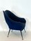 Italian Blue Fabric and Brass Armchair, 1950s 10