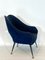 Italienischer Sessel aus blauem Stoff & Messing, 1950er 10