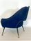 Italienischer Sessel aus blauem Stoff & Messing, 1950er 6
