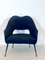 Italian Blue Fabric and Brass Armchair, 1950s, Image 3