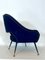 Italienischer Sessel aus blauem Stoff & Messing, 1950er 4