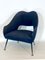 Italienischer Sessel aus blauem Stoff & Messing, 1950er 9