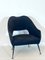 Italian Blue Fabric and Brass Armchair, 1950s, Image 1