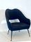 Fauteuil en Tissu Bleu et Laiton, Italie, 1950s 7