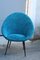 Small Italian Blue Velvet Black Stiletto Metal Egg Chairs, 1950s, Set of 2, Image 13