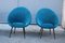 Small Italian Blue Velvet Black Stiletto Metal Egg Chairs, 1950s, Set of 2 10