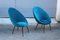 Kleine italienische Stiletto Egg Stühle aus blauem Samt & schwarzem Metall, 1950er, 2er Set 2