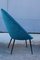 Kleine italienische Stiletto Egg Stühle aus blauem Samt & schwarzem Metall, 1950er, 2er Set 14