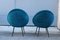 Small Italian Blue Velvet Black Stiletto Metal Egg Chairs, 1950s, Set of 2, Image 8
