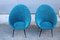Kleine italienische Stiletto Egg Stühle aus blauem Samt & schwarzem Metall, 1950er, 2er Set 11