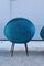 Small Italian Blue Velvet Black Stiletto Metal Egg Chairs, 1950s, Set of 2 9