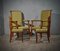 Mid-Century Walnut Brass & Velvet Armchairs, 1950, Set of 2 2