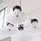 Large Italian Chrome Chandelier and Opal White Glass with 3 Lights, 1970s, Image 9