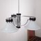 Large Italian Chrome Chandelier and Opal White Glass with 3 Lights, 1970s 12