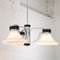 Large Italian Chrome Chandelier and Opal White Glass with 3 Lights, 1970s, Image 2