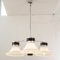 Large Italian Chrome Chandelier and Opal White Glass with 3 Lights, 1970s, Image 8