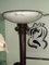 Art Déco Floor Lamp in Wrought Iron with Alabaster Bowl 2