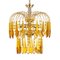 Hollywood Regency Italian Mid-Century Brass with Large Bohemia Crystals Amber Lamp 2