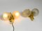 Lámparas de pared de latón con dos esferas de vidrio dorado de Kaiser, años 60. Juego de 2, Imagen 15