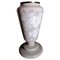 Vase Style Liberty en Verre Opalin Gris avec Fleurs Peintes à la Main, France 1