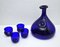 Cobalt Blue Viking Decanters and Cups by Ole Winther for Holmegaard Glasswork, 1962, Set of 5 2
